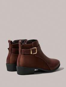 Styleloop Botas de tobillo de unicolor casual para mujer - Burdeos - Ver 4