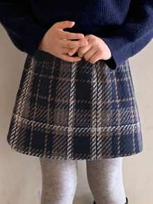 DAZY Young Girl's Loose Casual Plaid A-Line Skirt