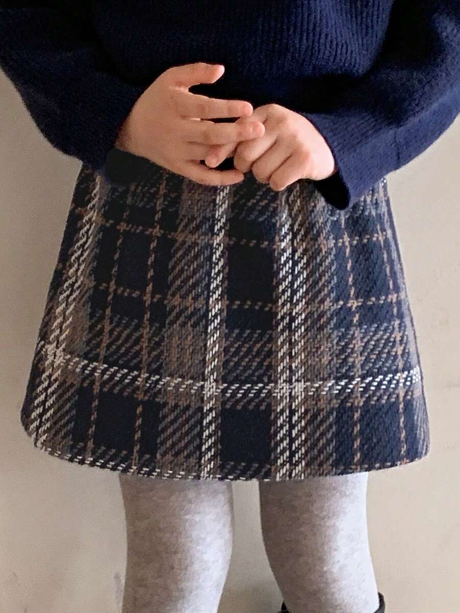 DAZY Young Girl's Loose Casual Plaid A-Line Skirt