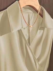 GlowEve 女式领褶蝴蝶结前系带无袖衬衫 - 杏色 - 查看 3