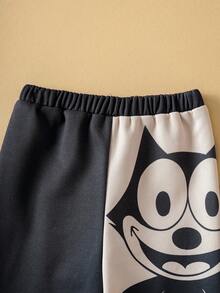 SHEIN Felix The Cat Baby Boy Casual Everyday Commute Funny Cartoon Letter Graphic Contrast Color Sweatshirt And Sweatpants Set, Spring/Autumn - Blue - View 7