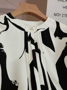 GlowEve 女式圆领印花衬衫（腰带款）