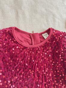 PrepCrw 年轻女孩优雅串珠网眼圆领泡泡袖派对连衣裙 - 紅色 - 查看 8