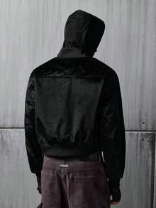 NEON BLANC Men's Solid Color Long Sleeve Zip-Up Casual Baseball Jacket - Black - View 4