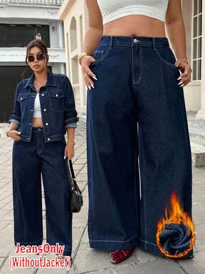 Jeanoix Plus Size High Waist Casual Fashionable Versatile Jeans