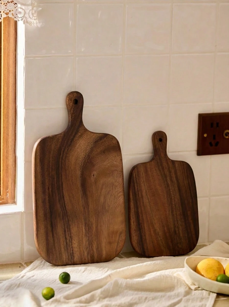 Cirelle 2pcs/1pc Acacia Wood Cutting Board, Bread Board, Cheese Platter