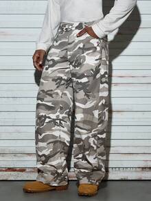 Modcrash Denim Casuais Retos de Camuflagem Denim, Estilo Casual Esportivo Personalizado da Juventude, Estilo Grunge Goth Y2K Moda Masculina Casual de Rua Solta