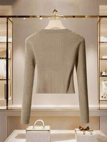 GlowEve Women's Button-Down Asymmetric Hem Cardigan Fall Winter Cloth For Women - Khaki - View 2