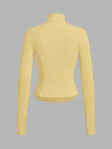 SHEIN EZwear Women Casual Pale Yellow Knitted Cardigan,Butter Yellow In Fall/Winter - Yellow - View 2