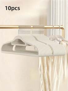 SHEIN 1pc/10pcs/20pcs Black, White, Pink, Gray Plush Clothes Hanger For Home Use, With No Trace, Anti Shoulder Corner, Anti Slip, Unable To Lift Bags, Clothes Drying Support, Organizer, Dry And Wet Dual-Use