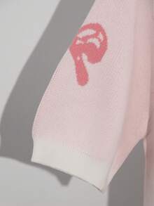 Elenzga Women's Bow Rhinestone Embellished Short Sleeve Knit Top, Unique Design - Multicolor - View 3