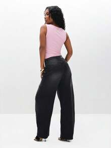 BABYPHAT 金色文字印花无袖V领吊带背心，修身夏季休闲上衣 - 淺粉色 - 查看 7