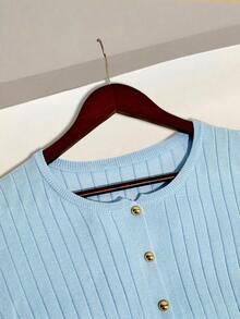 GlowEve 女士新款高端品质优雅迷人蓝色开衫 - 藍色 - 查看 4