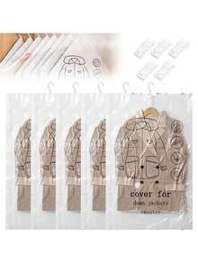 Hanging Vacuum Storage Bags, Large Hanging Space Saver Bags, Hanging Storage Bags For Clothes, Vacuum Sealed For Suits, Dress, Jackets, Closet Organizer For Moving Supplies - Clear - View 1