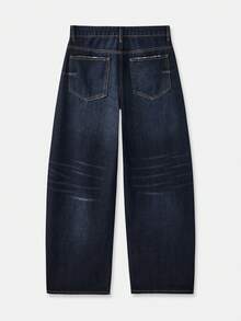 Maija Jeans de pierna ancha de unicolor, versátiles y casuales con bolsillos para mujer - Azul lavado oscuro - Ver 6