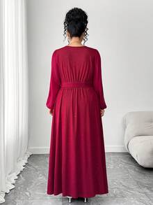 Elenzga Valentine's Day Elegant Red Sequin Plus Size Dress For Valentine's Day - Red - View 2