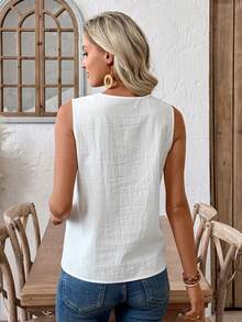 EMERY ROSE 女士休闲纯色背心，夏季白色休闲上衣，适合女士度假穿着。 - 白色 - 查看 2