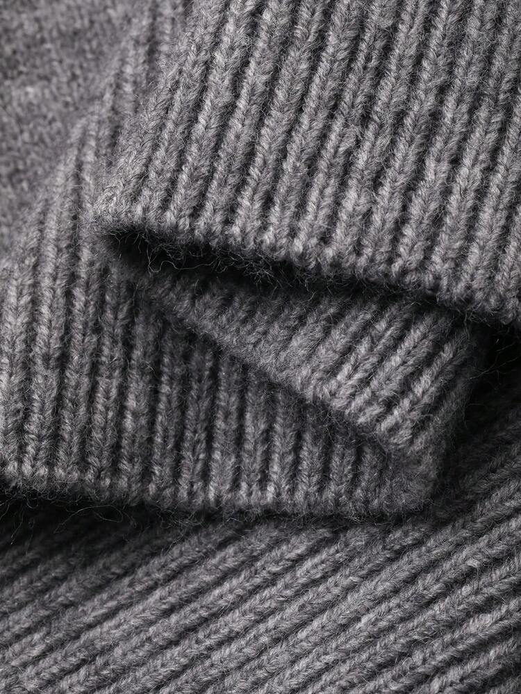 Men's Contrast Color Collar Grey Body Letter Embroidery Sweater, Autumn/Winter