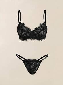 Snug Zone 4件套女士纯色透明蕾丝细肩带性感内衣套装 - 彩色 - 查看 3