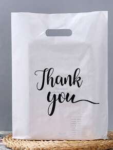 50pcs Gift Packaging Bags "Thank You" Wedding Favor Bags Birthday Party Gift Bags Jewelry Cosmetics Pouches, Reusable Tote Bags - White - View 7