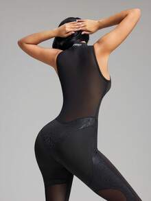 Innovista 女士网眼拼接无袖修身连体衣 马术服 - 黑色 - 查看 15