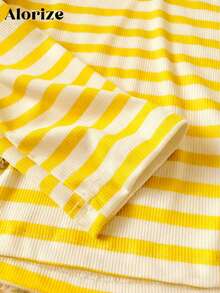 Sparklyn 少女休闲百搭短袖V领纽扣上衣，适合散步、购物、工作、上学、旅行等场合，可搭配外套、马甲、裤子、运动裤等。 - 黃色 - 查看 4