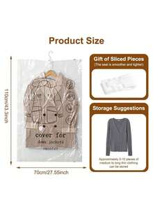 Hanging Vacuum Storage Bags, Large Hanging Space Saver Bags, Hanging Storage Bags For Clothes, Vacuum Sealed For Suits, Dress, Jackets, Closet Organizer For Moving Supplies - Clear - View 4