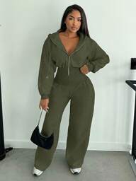 Alexandranx Hooded Zip Through Jumpsuit Cinched Waist Relaxed Lounge Casual Capsule Wardrobe Basic Everyday Business Office Work Back To School Autumn Winter Fall Airport Fit
