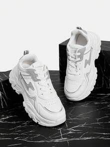 Vate Casual Comfortable Lace-Up Women Wedge Sneakers - White - View 1