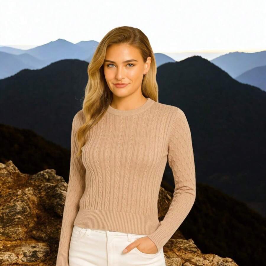 Sueter para Dama Elegante Casual Comodo HOT FASHION Sueter mujer dama casual básico Elegante comodo moda calientito - Beish - Ver 1