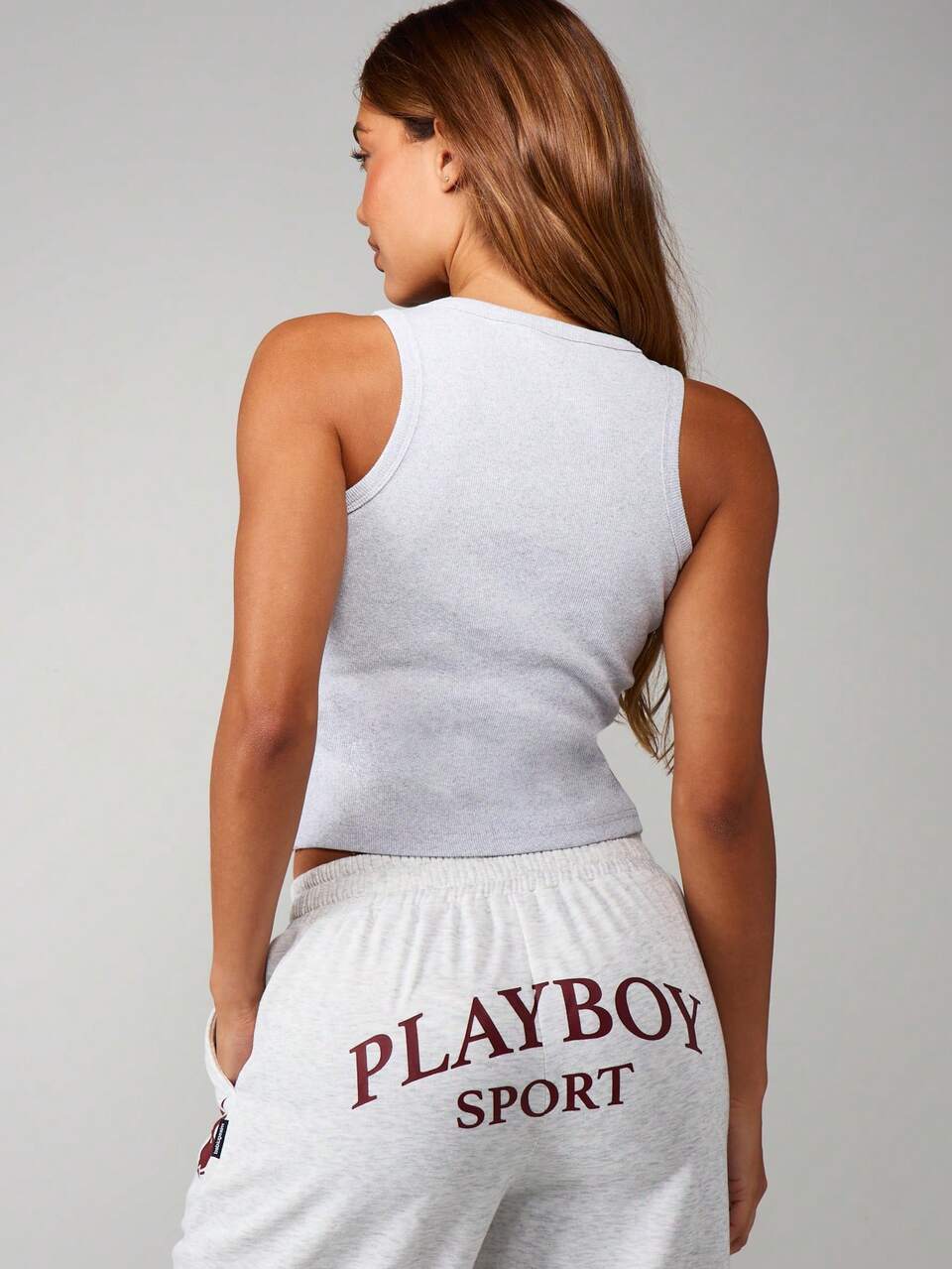 Missguided x Playboy Bunny Logo Ribbed Tank Top Sleeveless Crop Tank Top With Scoop Neck And Fitted Design For Casual Everyday Wear