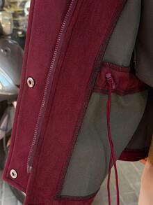Vivie Lora Women's Suede Loose Waist Regular Jacket Women Coats - Burgundy - View 5