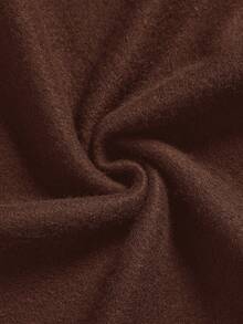 SHEIN EZwear 大码女式棕色长袖休闲卫衣连衣裙，侧开衩下摆，保暖内衬，秋冬款 - 棕色 - 查看 6