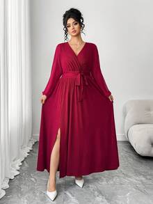 Elenzga Valentine's Day Elegant Red Sequin Plus Size Dress For Valentine's Day - Red - View 4