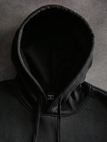 SLATEMANN 宽松版型男士标语图案落肩黑色字母洛杉矶长袖连帽衫，适合朋友、丈夫、男朋友的礼物，秋季 - 黑色 - 查看 5