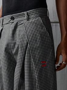 NEON BLANC Men's Casual Commuter Plaid Wide-Leg Pants