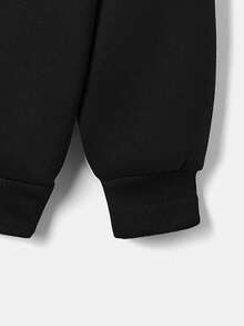 THE POWERPUFF GIRLS X SHEIN Tween Girl Casual Printed Long Sleeve Round Neck Sweatshirt, Suitable For Autumn And Winter - Black - View 3