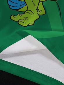 TEENAGE MUTANT NINJA TURTLES | SHEIN Áo thun tay ngắn cổ tròn in hình rùa thường ngày cho bé trai tuổi teen, mùa hè - trắng - Xem 6