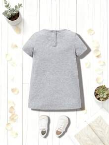 Vestido de manga corta de piel gris para niñas - Gris - Ver 3
