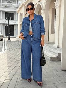 Jeanoix Quần jean cạp cao thời trang thường ngày đa năng cỡ lớn - Rửa nhẹ - Xem 3