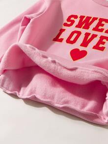 Maija Kids 2件/套 女童休闲宽松圆领印花针织卫衣 - 粉色 - 查看 6