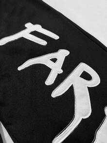 INAWLY Quần nỉ họa tiết chữ đơn giản, phong cách retro, thoải mái dành cho nữ - màu đen - Xem 5