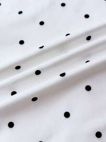 SHEIN Tween Girls Polka Dot Print Long Sleeve Round Neck T-Shirt - Black and White - View 5