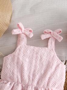 Vintaside Kids Baby Girl Holiday Christmas Casual Pink Jacquard Fabric Ruffle Hem Cami Top And Shorts Sets, It's Ideal For All Kinds Of Party Activities - Pink - View 4