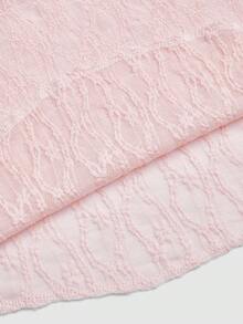 Sweetra Áo không tay nhún bèo xoắn màu trơn cỡ lớn cho nữ - Hồng - Xem 5