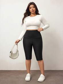 Enliva 大码塑身高腰紧身裤，全身塑形提臀收腹收腰收腿，适合苹果型圆臀身材 - 黑色 - 查看 7