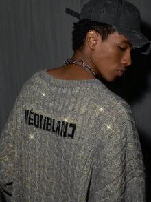 NEON BLANC Áo len chui đầu tay dài dáng rộng thoải mái cho nam - Xám - Xem 1