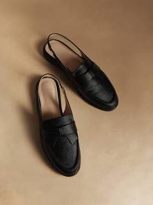 Rosivie 女士休闲百搭通勤简约平底鞋 - 黑色 - 查看 6