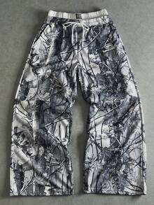 Manfinity ZONE917 男士休闲印花运动裤 - 黑與白 - 查看 1