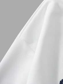SHEIN Girls Casual Solid Color Knitted Fleece V-Neck Drop Shoulder Ribbed Hem Pullover Sweatshirt, Comfortable For Autumn/Winter - White - View 3
